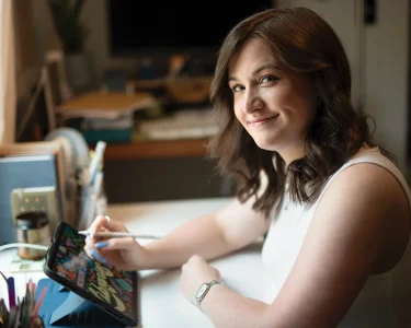 artist Elizabeth Gray in her studio